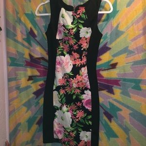Black and floral mini dress